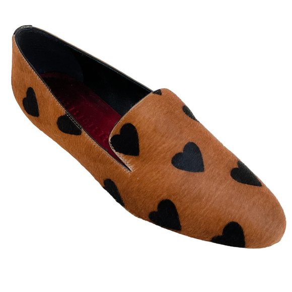 Burberry Prorsum Brown Pony Flats with Black Hearts - Picture 1 of 6